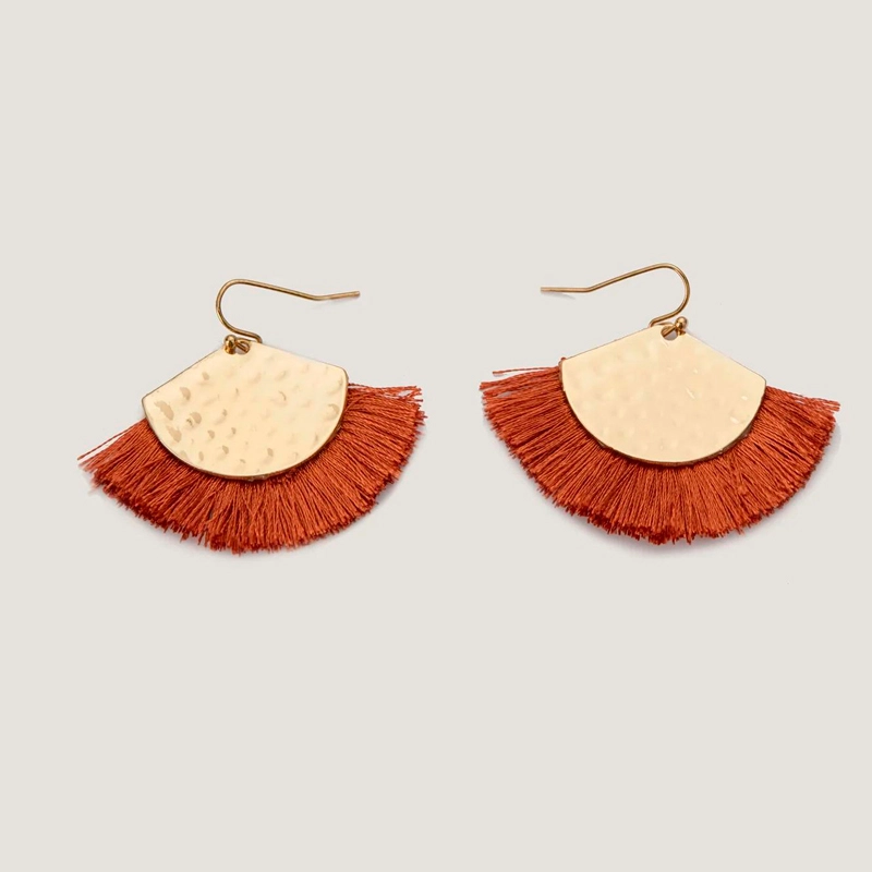 fan shaped tassel earrings