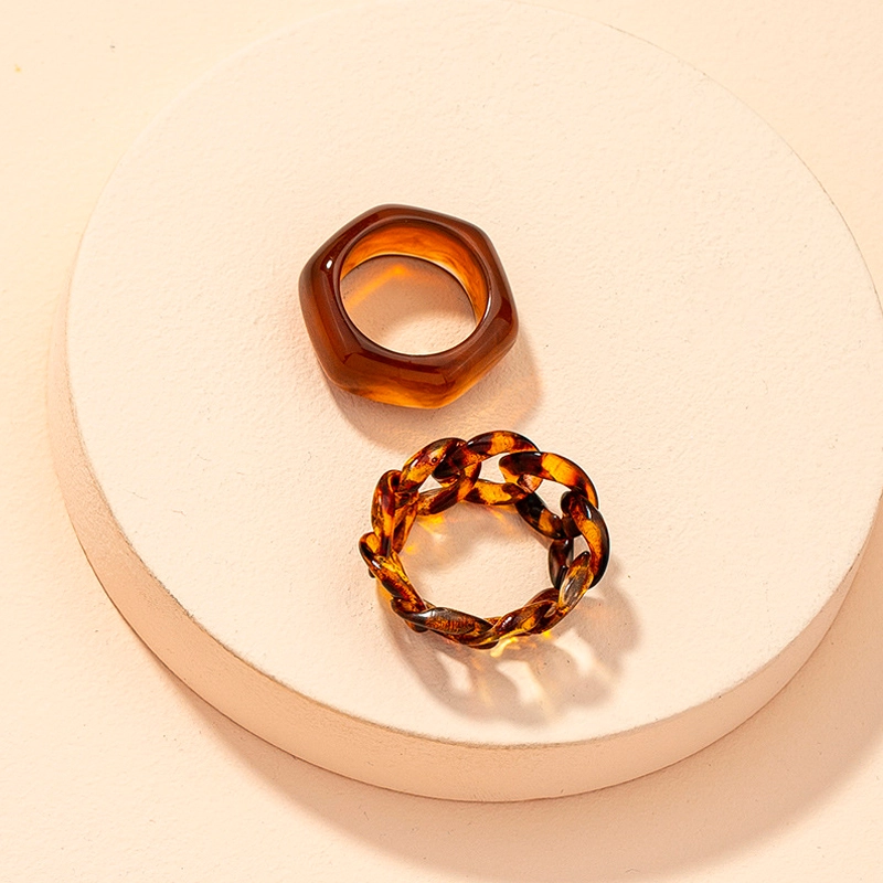 tortoise resin ring set