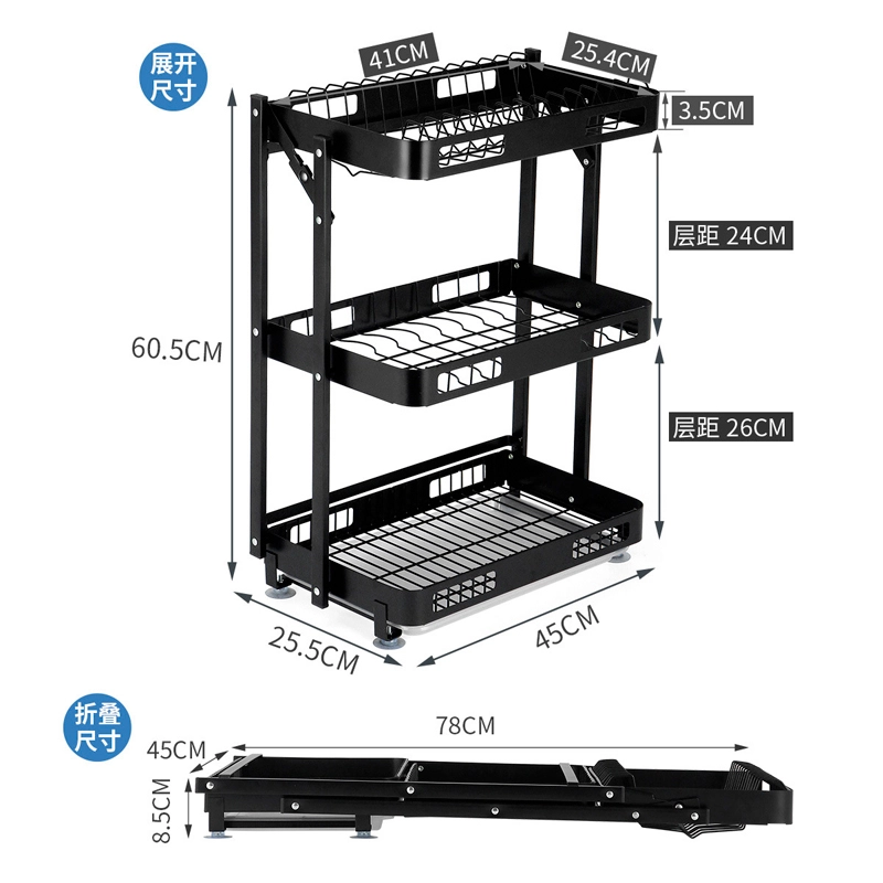 foldable kitchen plates storage rack