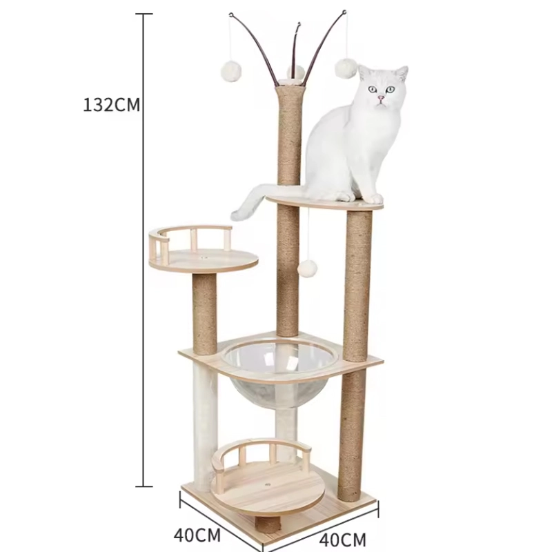 4305269 large beige wooden cat tree scratcher cheap price wholesale supplier